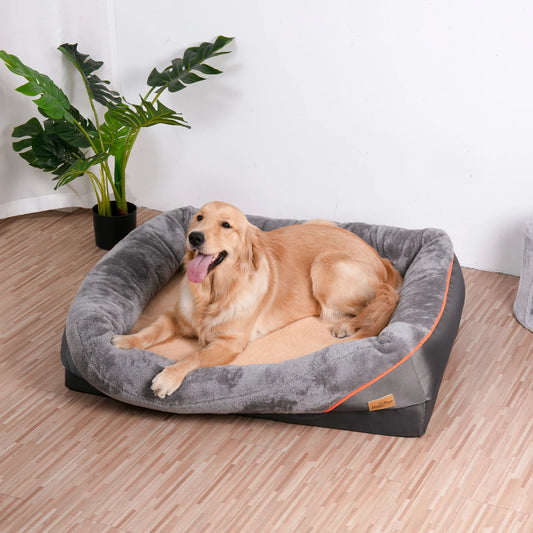 Bingopaw Orthopedic Memory Foam Dog Bed With Bolstered Sides