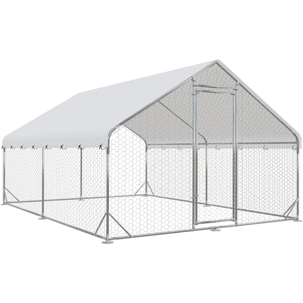 MKDK Outdoor Walkin Poultry Coop Run For Backyard Chickens