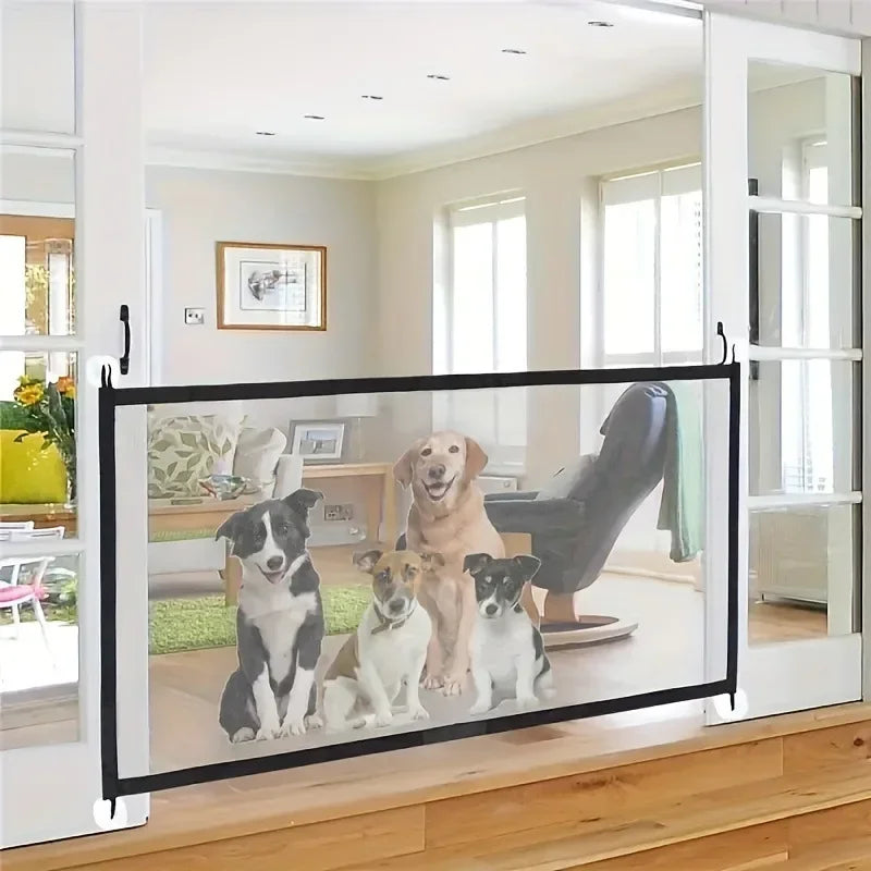 Heavy Duty Dog Barrier Fence With Hooks Foldable Mesh Gate