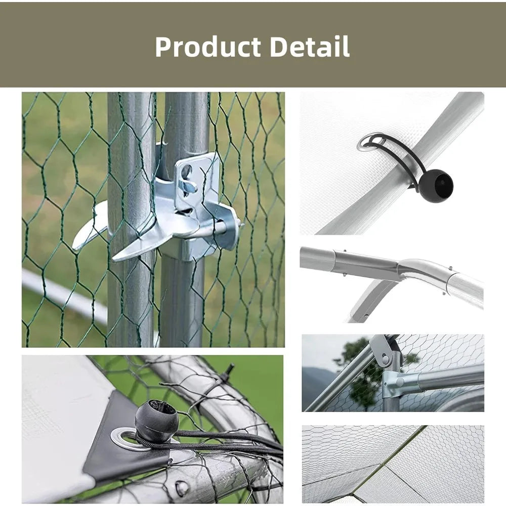 MKDK Outdoor Walkin Poultry Coop Run For Backyard Chickens