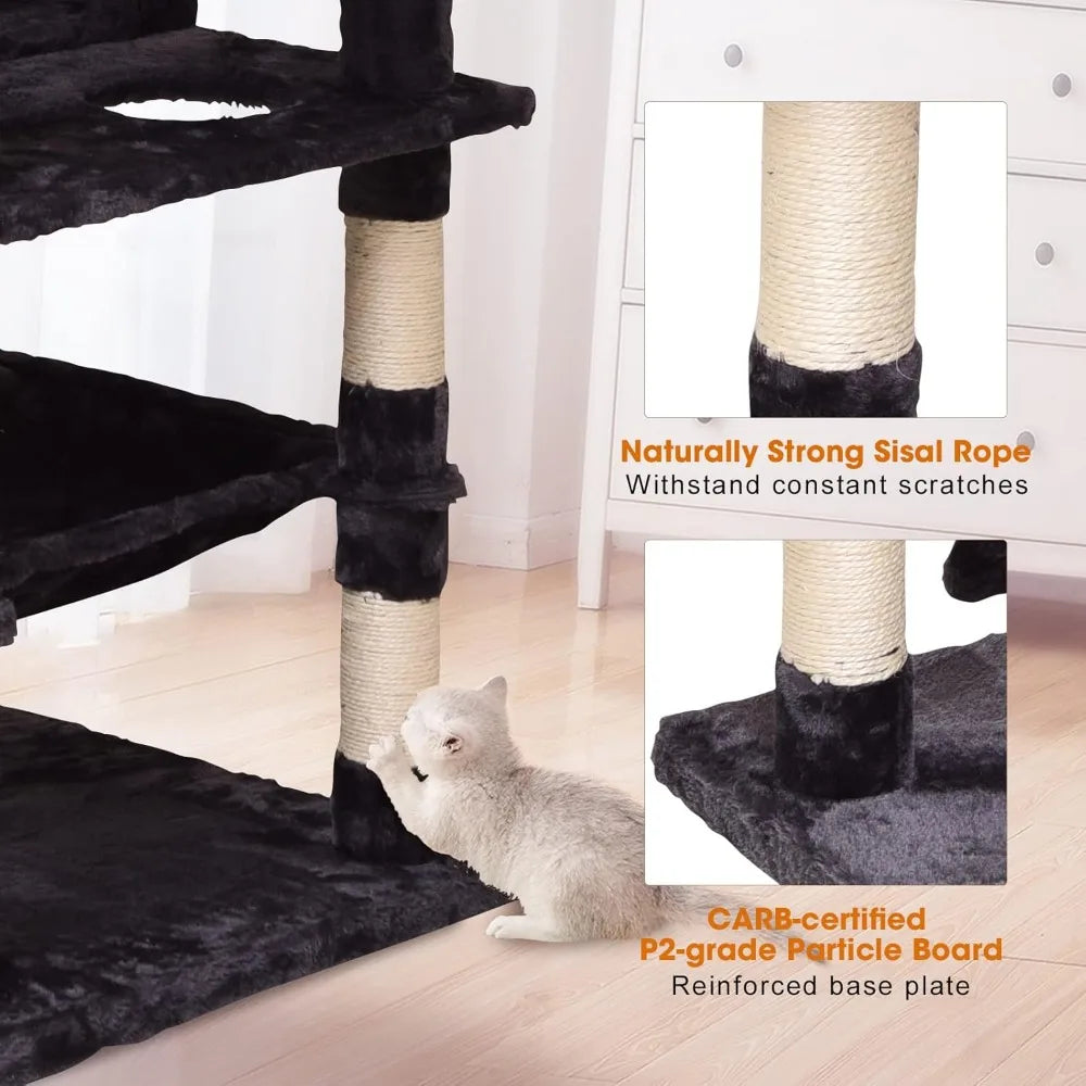 XUYUAN Cat Tree Tower With Condos Ladders Hammock Plush