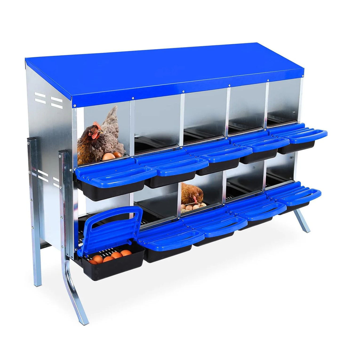 HiMISS 2 Tier Heavy Duty Metal Chicken Nesting Box Compartments
