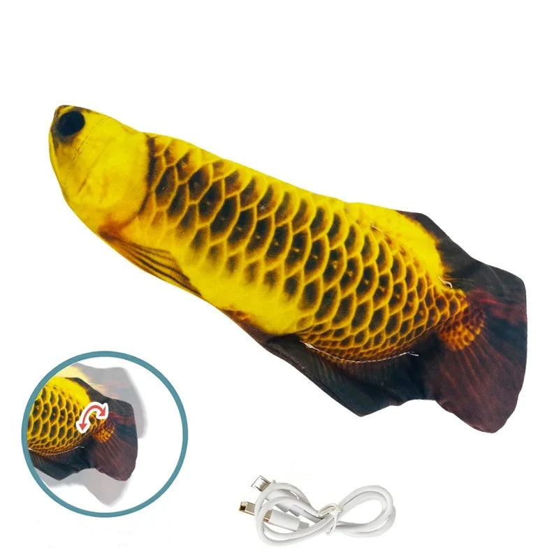 Interactive USB Fish Cat Toy Chew Bite Floppy Realistic Pet