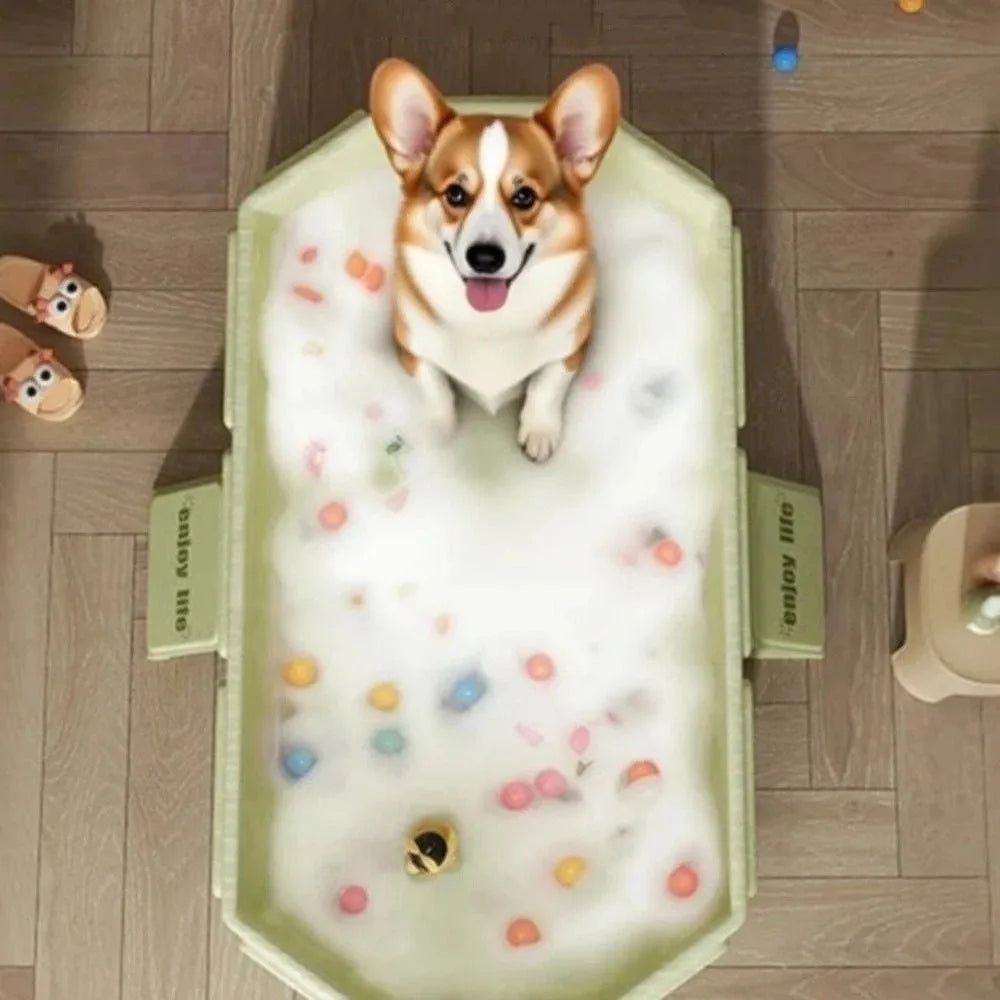 Portable Folding Dog Bath Tub With Drainage Holes PVC