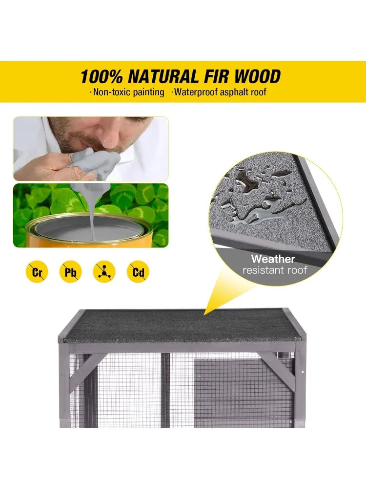 Hign-concerned Catio On Wheels Outdoor Kitty House With Roof