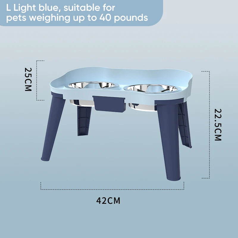 Superdesign Rimmed Table Pet Bowl Stainless Steel Elevated Neck Protection