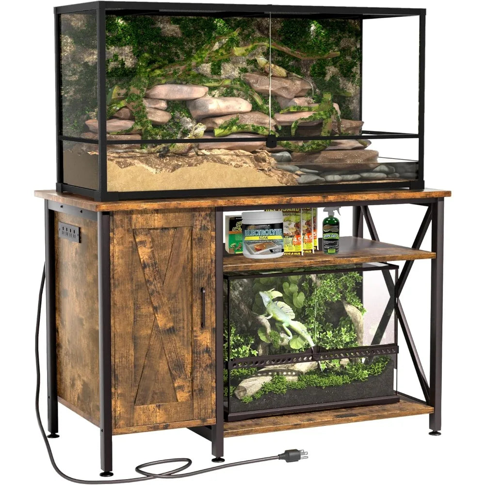 DAFIFY Reptile Tank Stand With Power Outlet And Storage