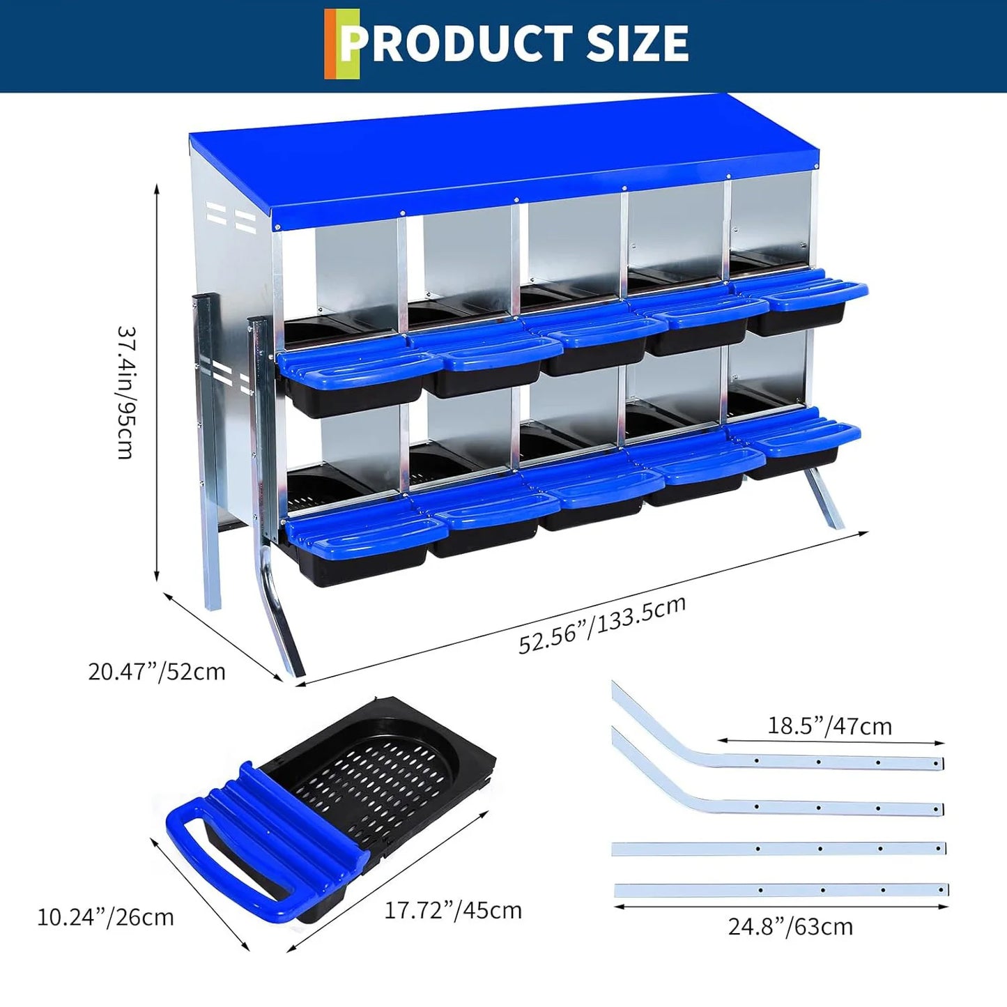 HiMISS 2 Tier Heavy Duty Metal Chicken Nesting Box Compartments