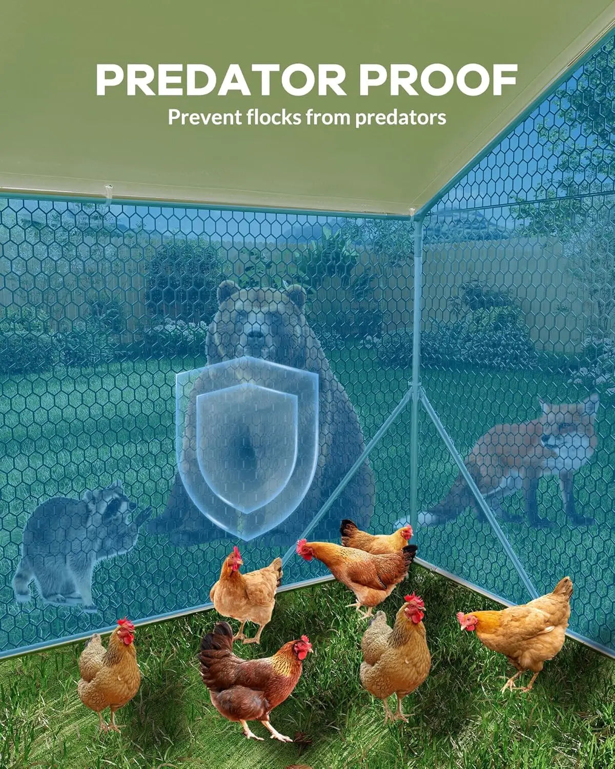 Twister.CK Metal Chicken Coop Walk In Poultry Cage UV Cover