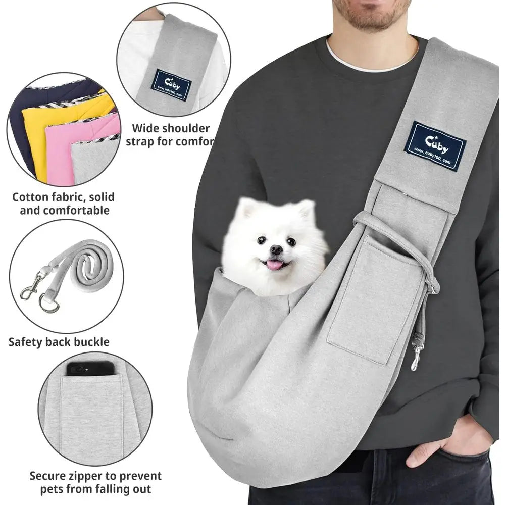 Dog and Cat Sling Carrier - Hands Free Reversible Pet Papoose Bag - Soft Pouch and Tote Design - Suitable for Puppy, Small Dogs