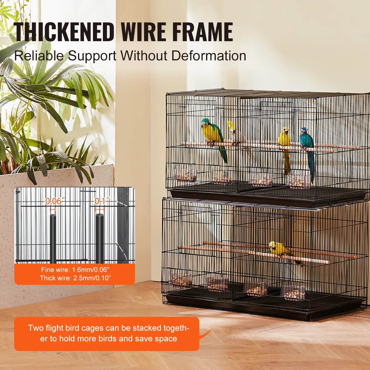 SucceBuy Flight Bird Cage With Divider For Travel And Pet Birds