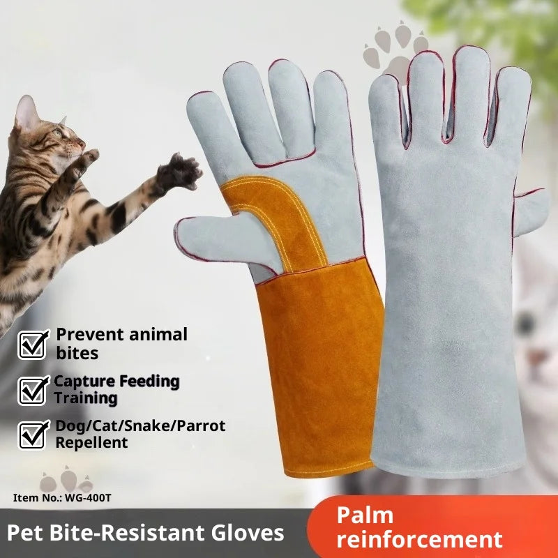 Pet Viper Anti-Bite Gloves Dog Training Anti-cat and Dog Scratch Gloves Anti-scratch Scratch Injury Thickened Extended Cowhide