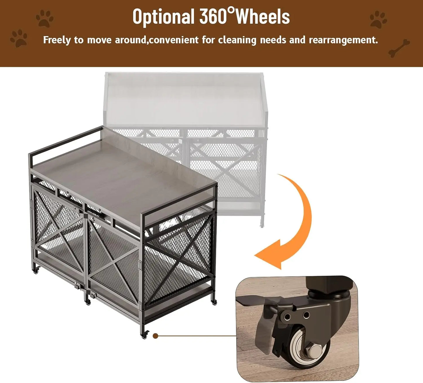 XMSJH Dog Crate Furniture End Table with Caster Wheels