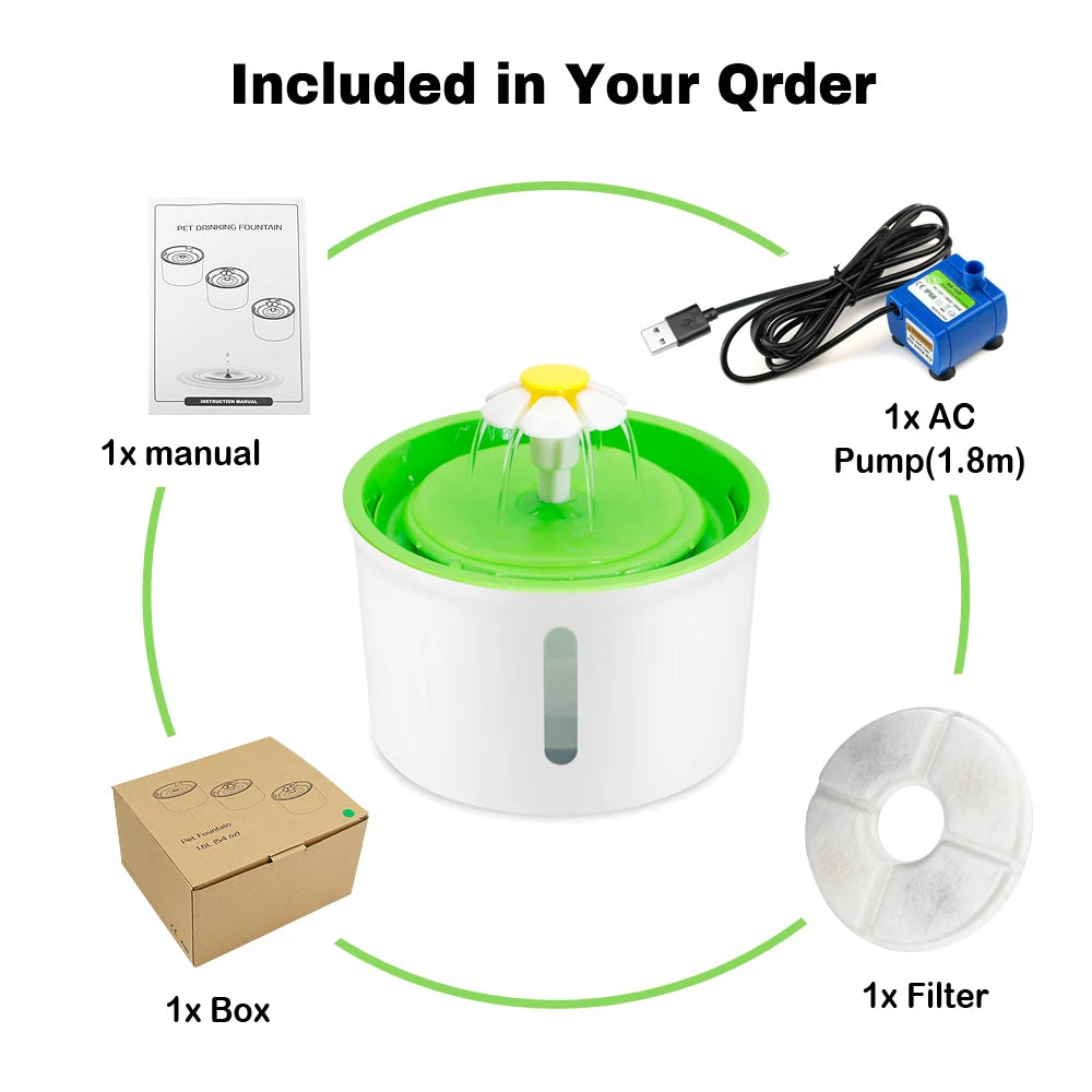 Automatic 1.6L Pet Water Fountain USB Quiet Drinker