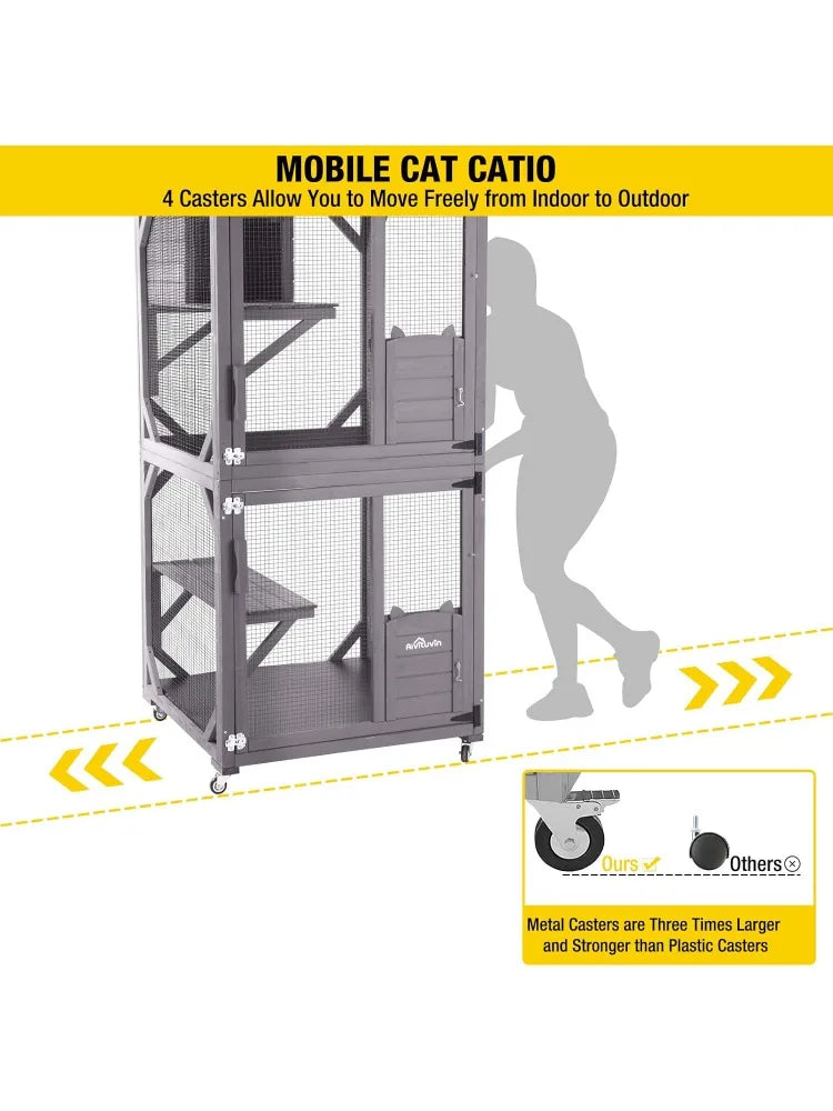 Hign-concerned Catio On Wheels Outdoor Kitty House With Roof