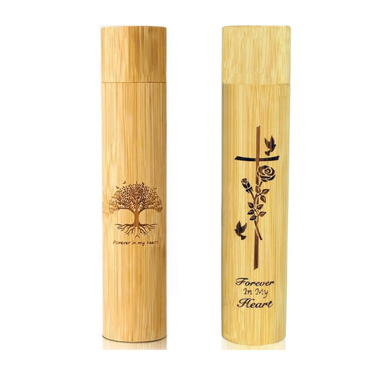 2Pcs/Set Bamboo Scattering Urn Set Small Bamboo Scattering Urns For Pets Ashes Cremation Ashes Tube Urns For Dog Cat Pet Ashes