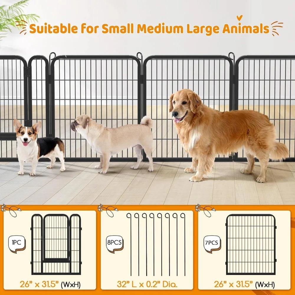MKDKH Dog Outdoor Playpen 24 Panel Portable Pet Fence