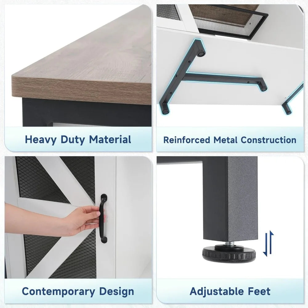 Verano 55-75 Gallon Aquarium Stand with Cabinet, Fish Tank Cabinet with Power Outlets & LED Light, Modern Turtle Tank Stand 52 i