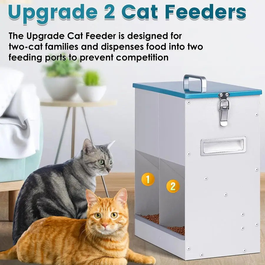 Automatic Cat Feeder for Two Cats Outdoor Dispenser