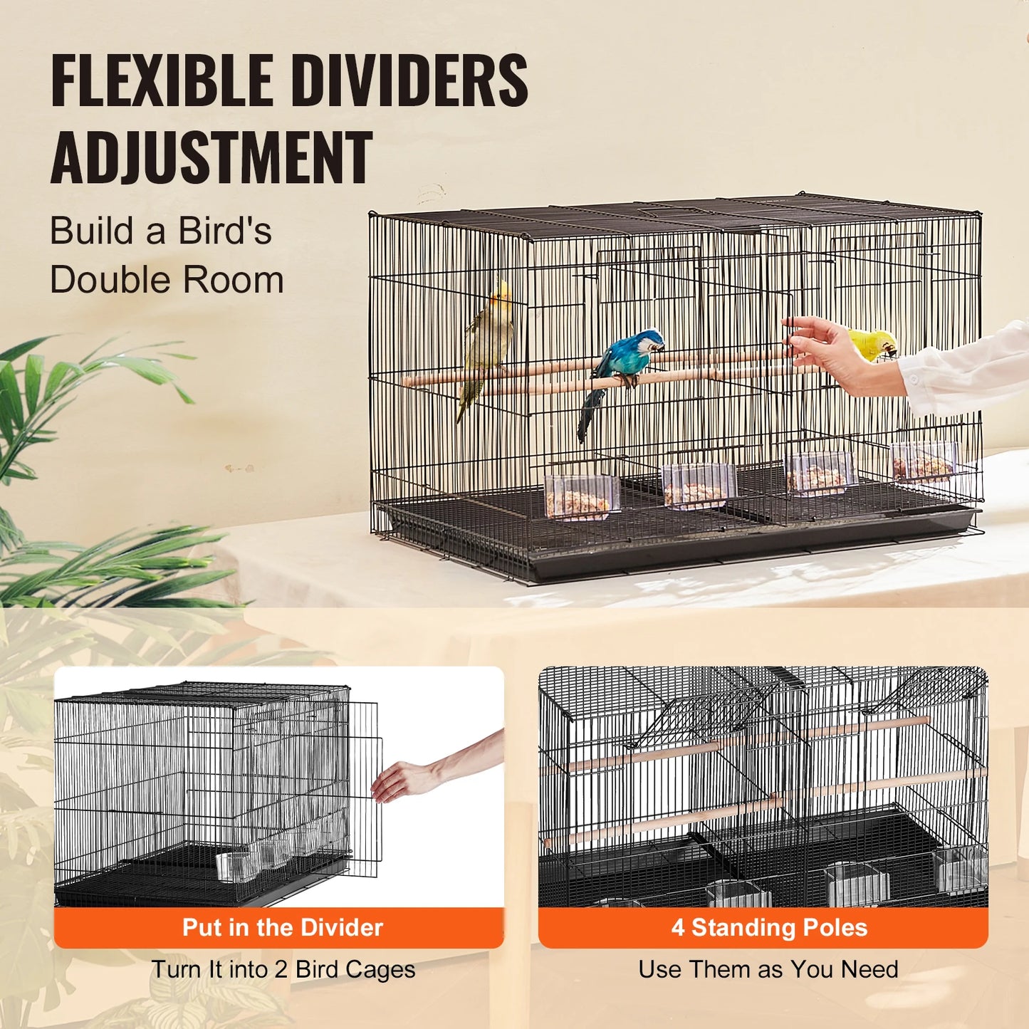 SucceBuy Flight Bird Cage With Divider For Travel And Pet Birds