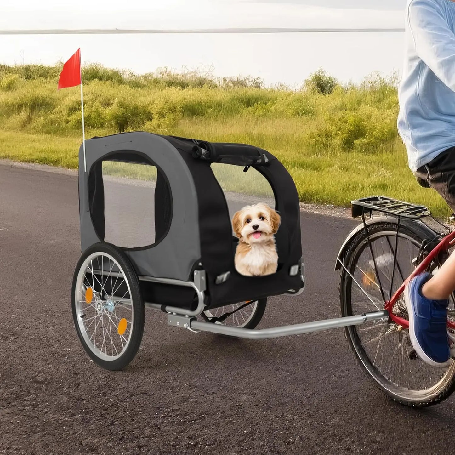 HiMISS Steel Dog Bike Trailer 40kg Universal Coupler Water Resistant
