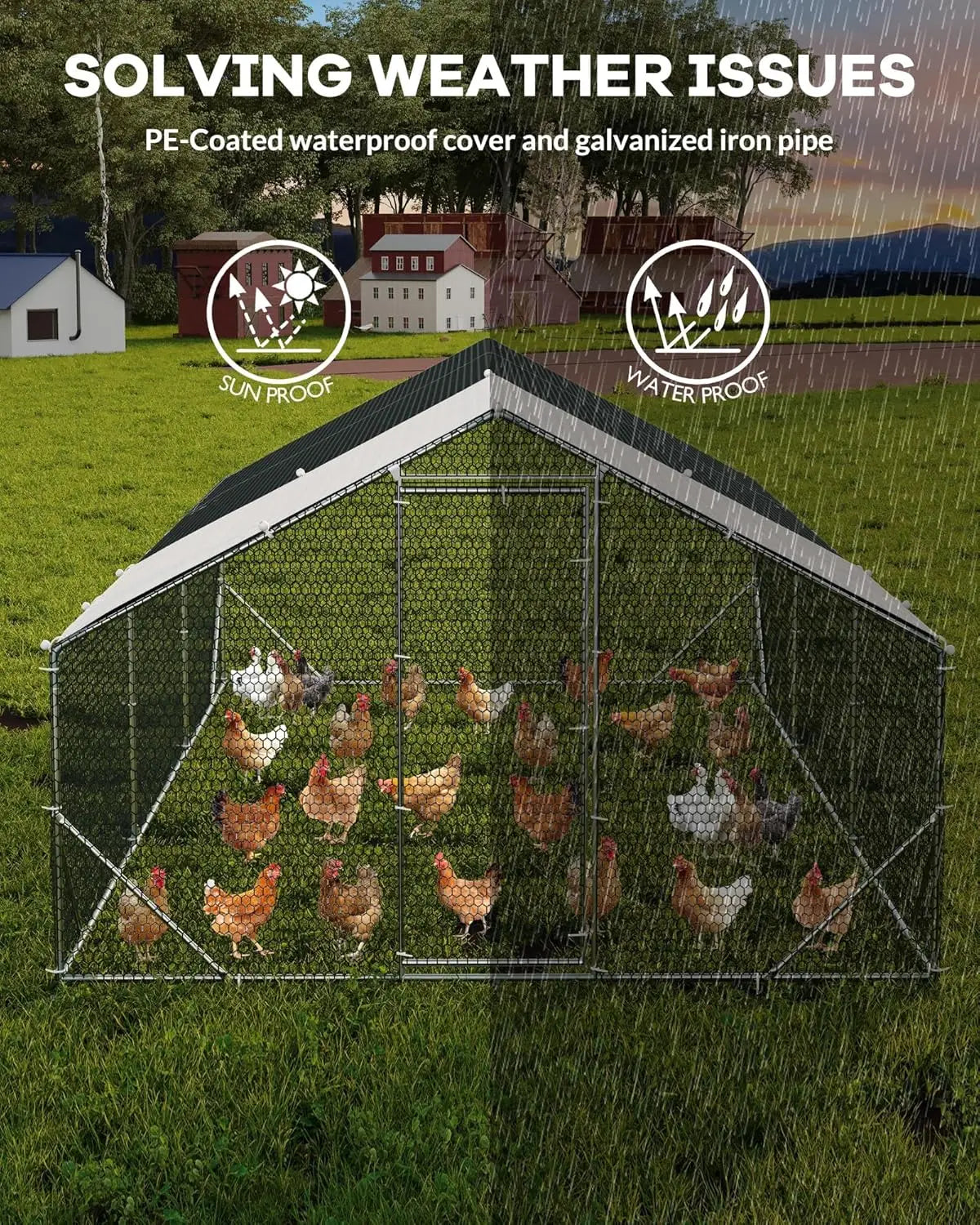 Twister.CK Metal Chicken Coop Walk In Poultry Cage UV Cover