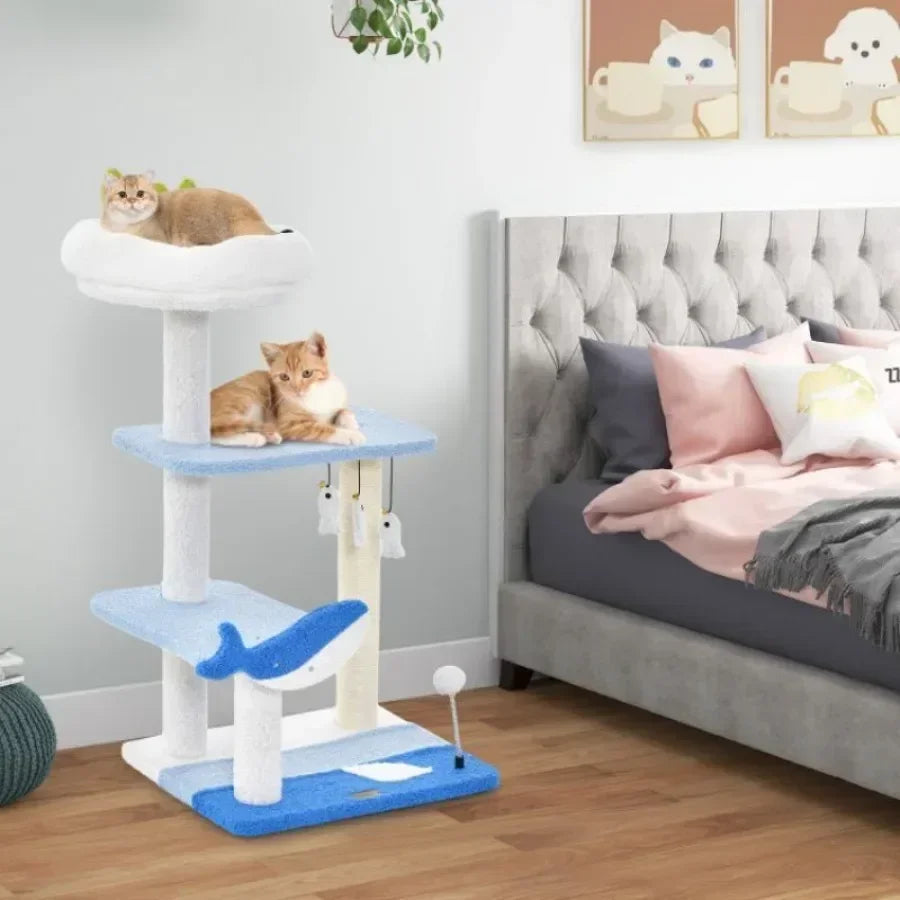Three Layer Cat Tree Climbing Frame With Marine Theme