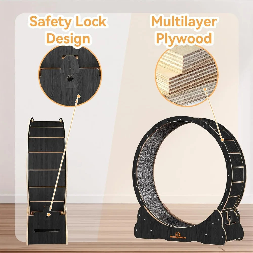 Homegroove Indoor Cat Wheel Treadmill With Carpeted Runway