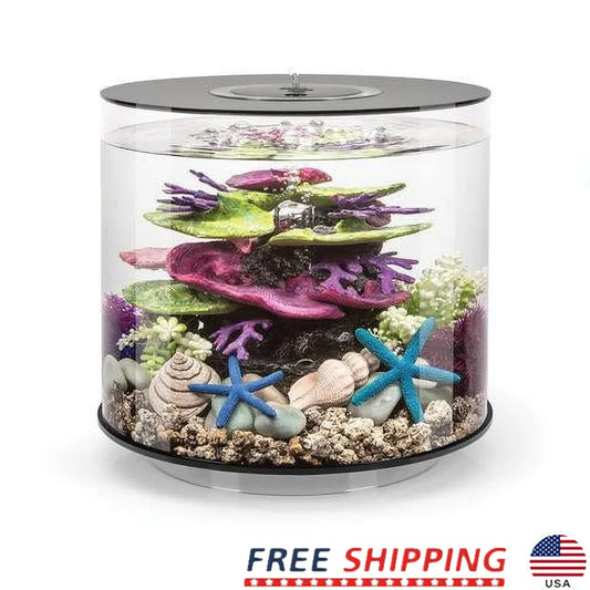 Acrylic Fish Tank 4 Gallon with LED Light Quiet Pump 5-Step Filtration Easy Setup Includes Filter Cartridge Ceramic Media