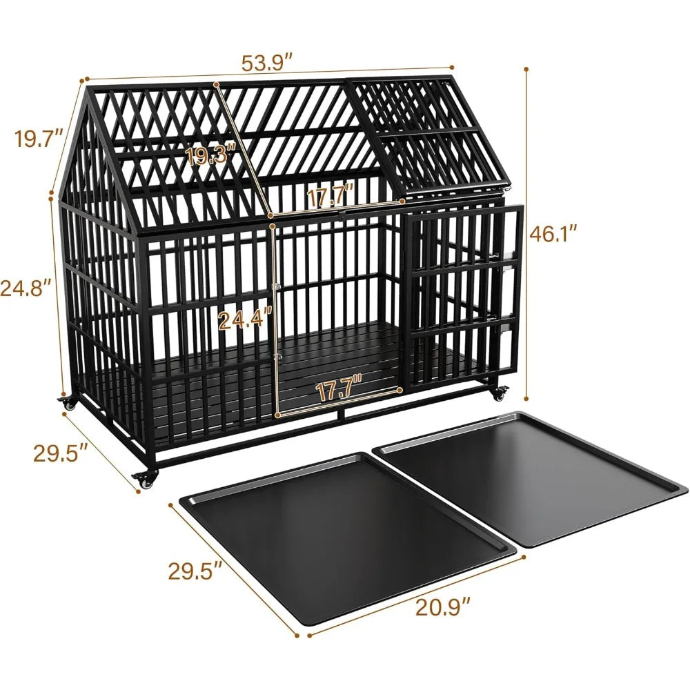 MKDKHign-concerned Heavy Duty Dog Crate Metal Kennel Roof