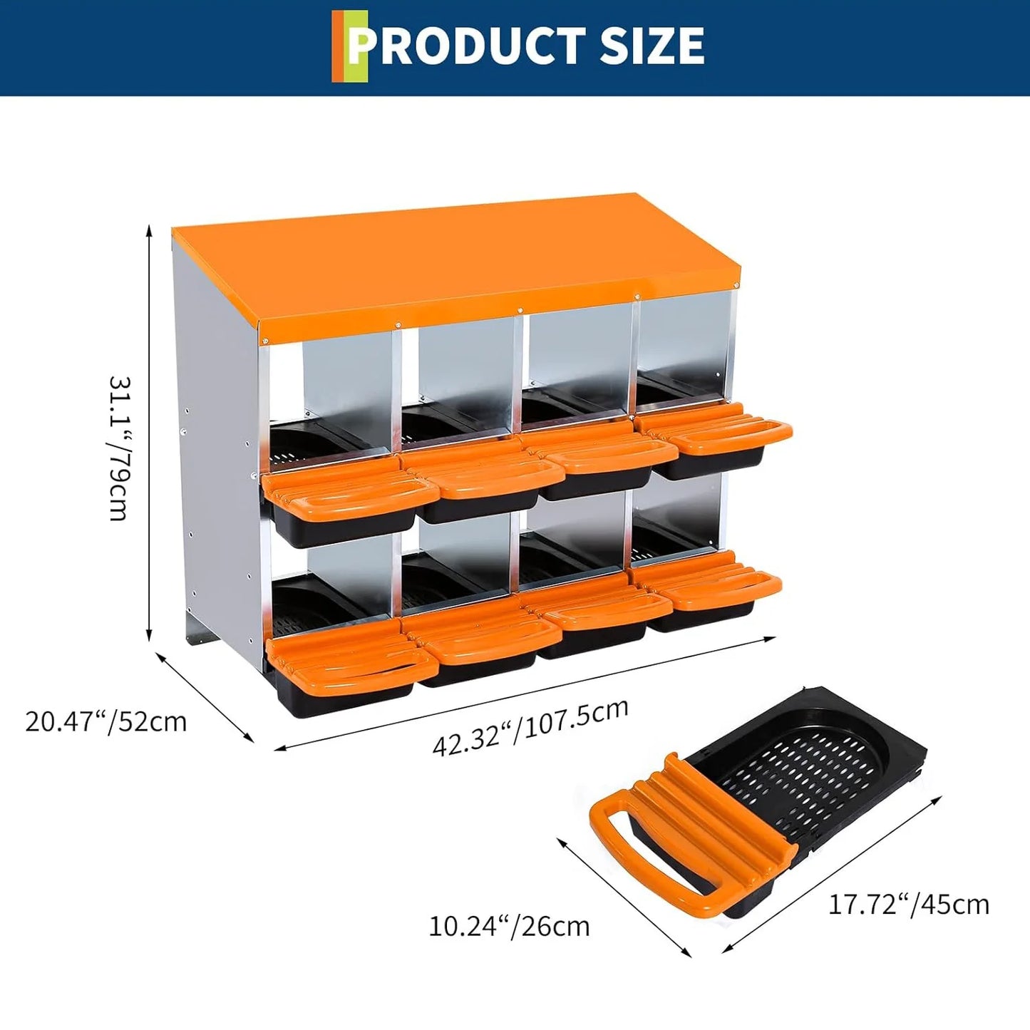 HiMISS 2 Tier Heavy Duty Metal Chicken Nesting Box Compartments