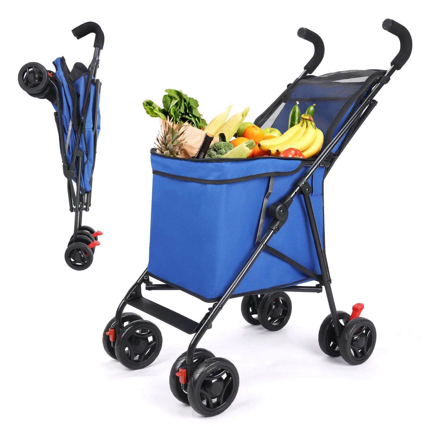 Garden Cart Heavy Duty 75kg  Capacity Wagon, Outdoor Folding Portable Adjustable Rolling Carts, Garden Cart Foldable Beach Wagon