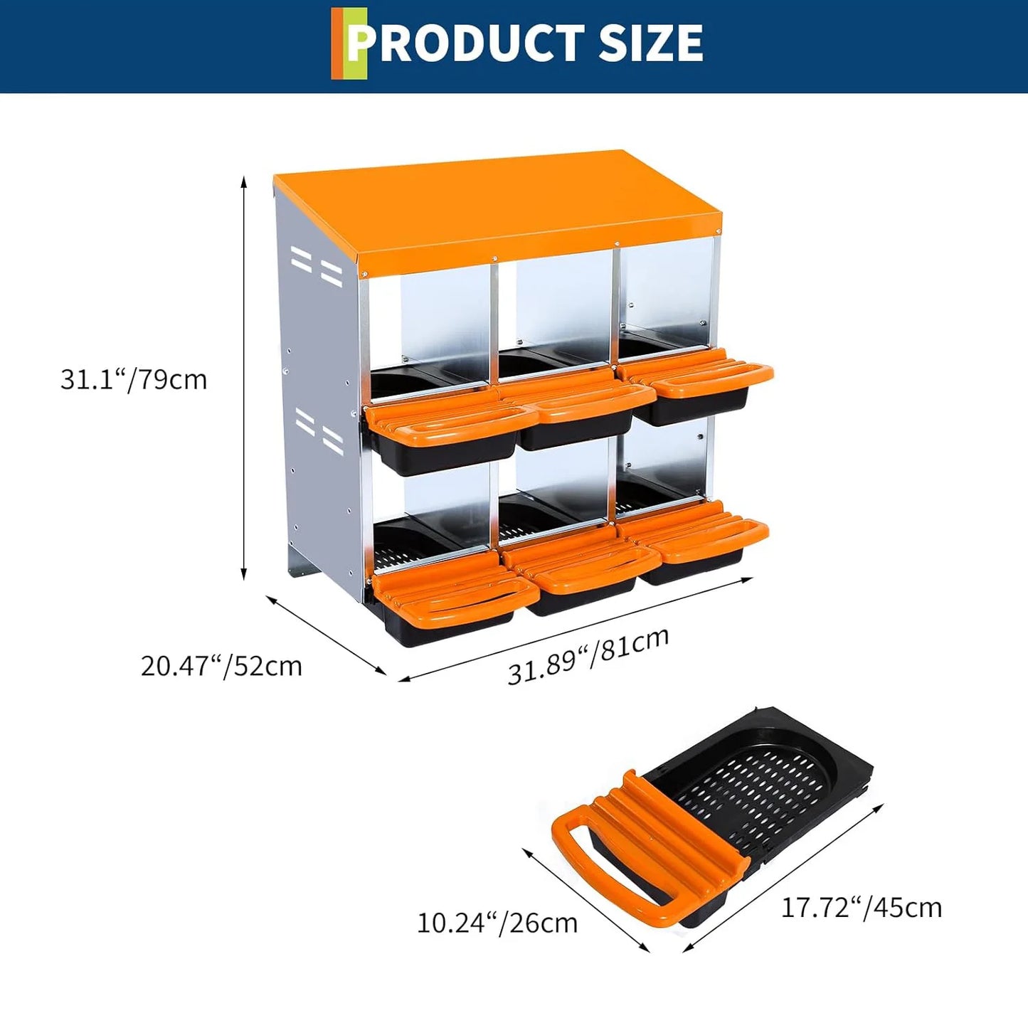 HiMISS 2 Tier Heavy Duty Metal Chicken Nesting Box Compartments