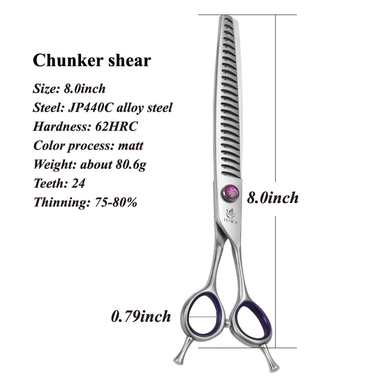 Fenice 7.0/8.0inch Professional Dog Grooming Scissors Thinning Chunker Shears JP440C Pets Dogs Groomer Tools
