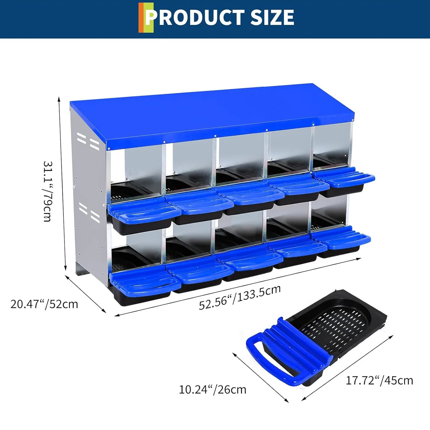 HiMISS 2 Tier Heavy Duty Metal Chicken Nesting Box Compartments