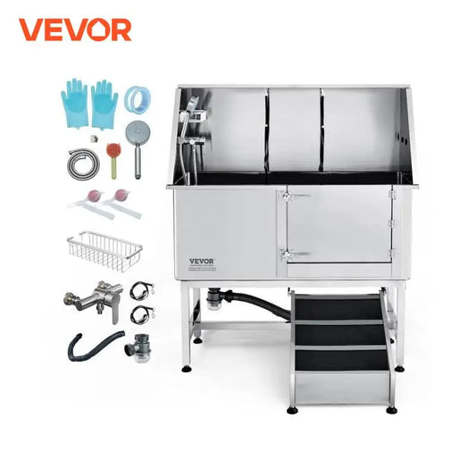 VEVOR Pet Grooming Tub Stainless Steel With Ramp Bath Station