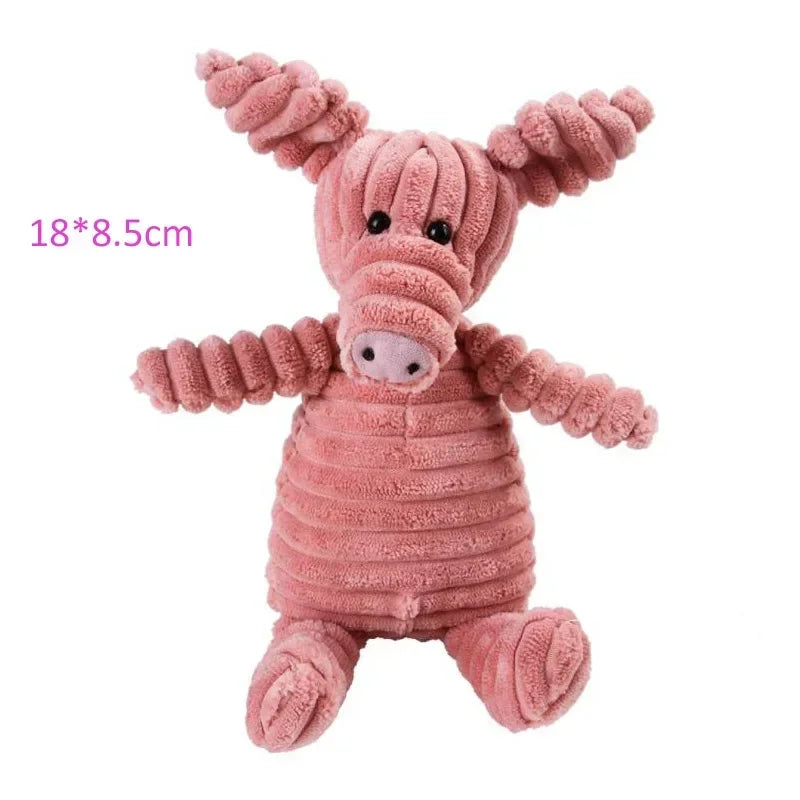 Corduroy Plush Dog Toy Bite Resistant Squeaky For All Dogs