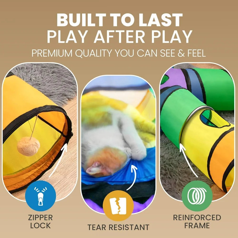 Genius Cat Tunnels Indoor Five Way Tube System Hanging Toys