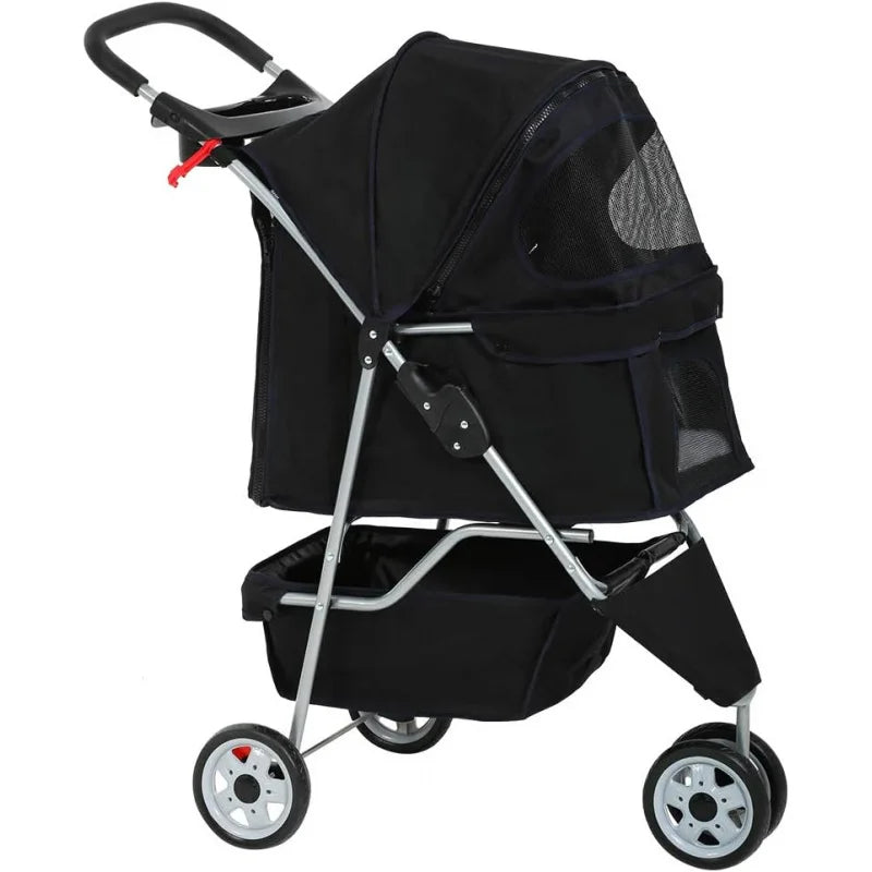 Hign-concerned 3-Wheel Pet Stroller Breathable Mesh Carrier