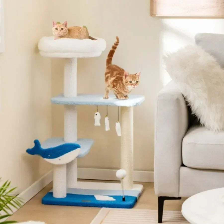 Three Layer Cat Tree Climbing Frame With Marine Theme