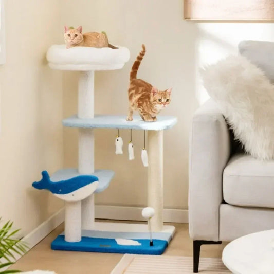 Three Layer Cat Tree Climbing Frame With Marine Theme