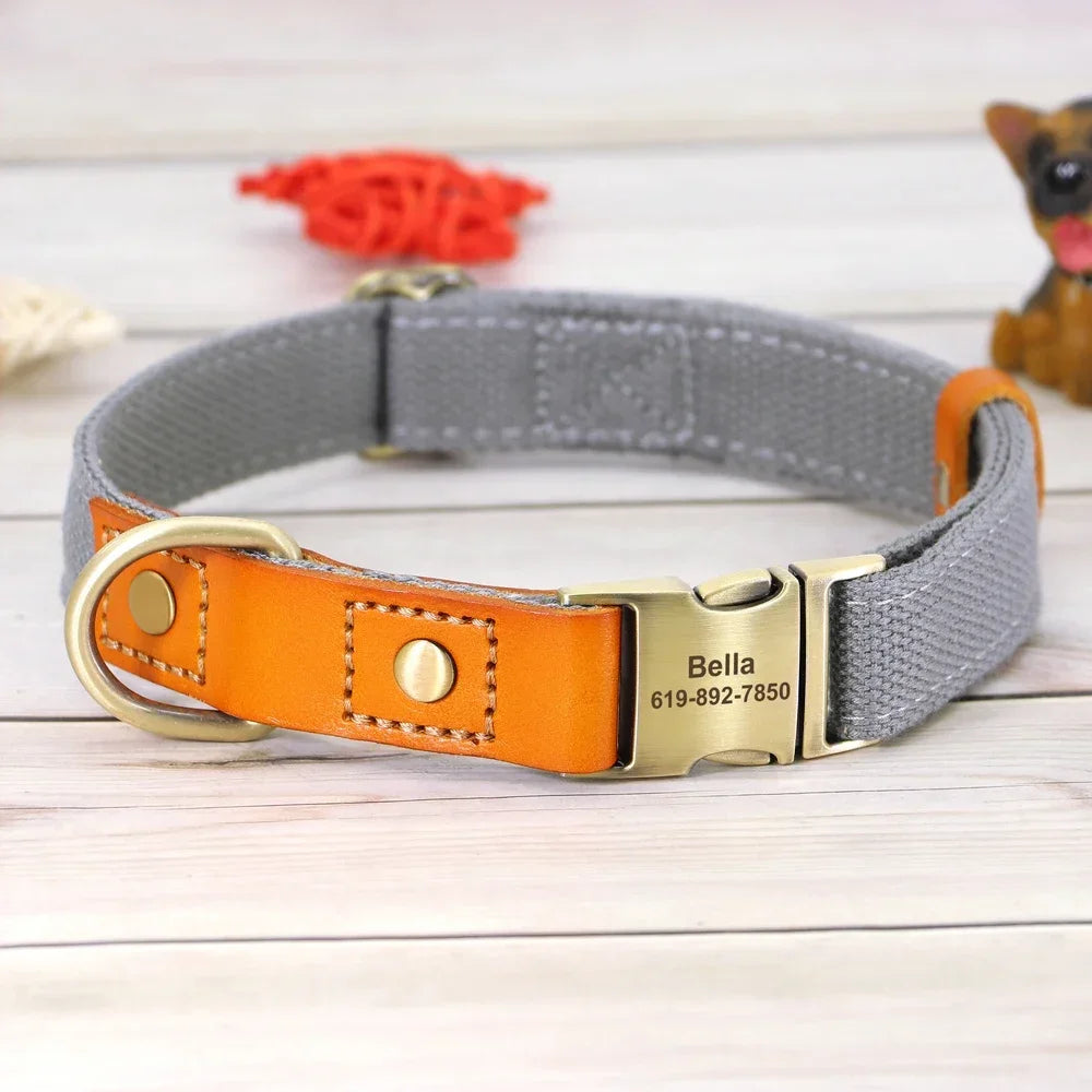 Pet Artist Nylon Custom Dog Collar Leash Set With Nameplate