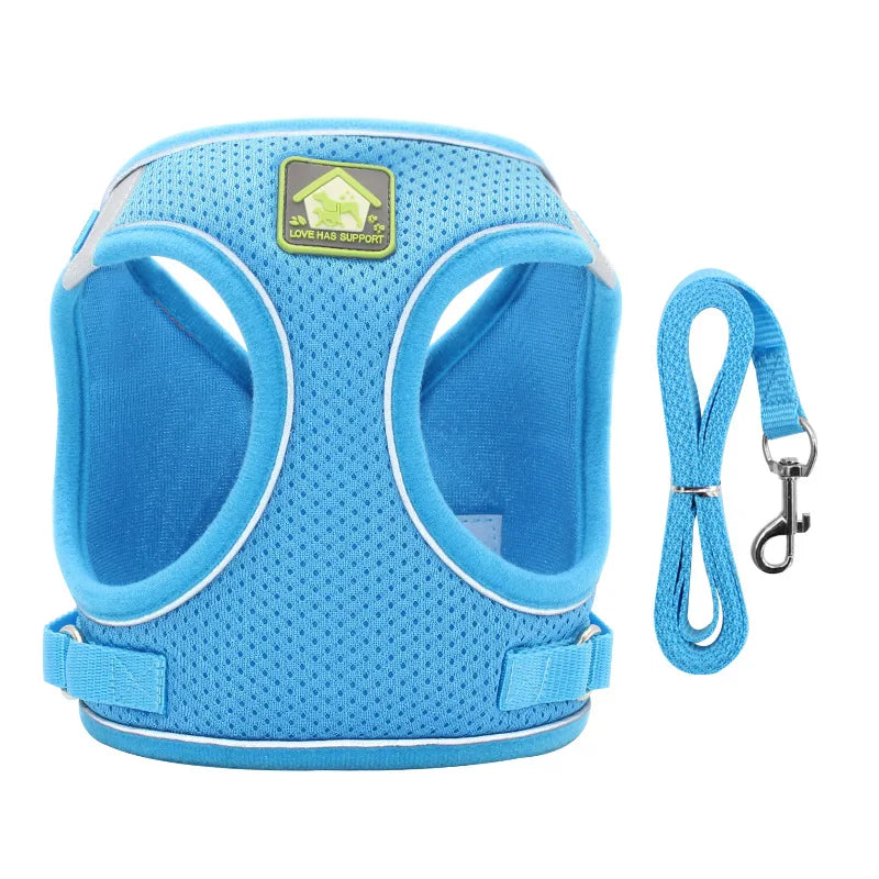 Cat Chest Harness With Leash Reflective Breathable Mesh Chest Strap