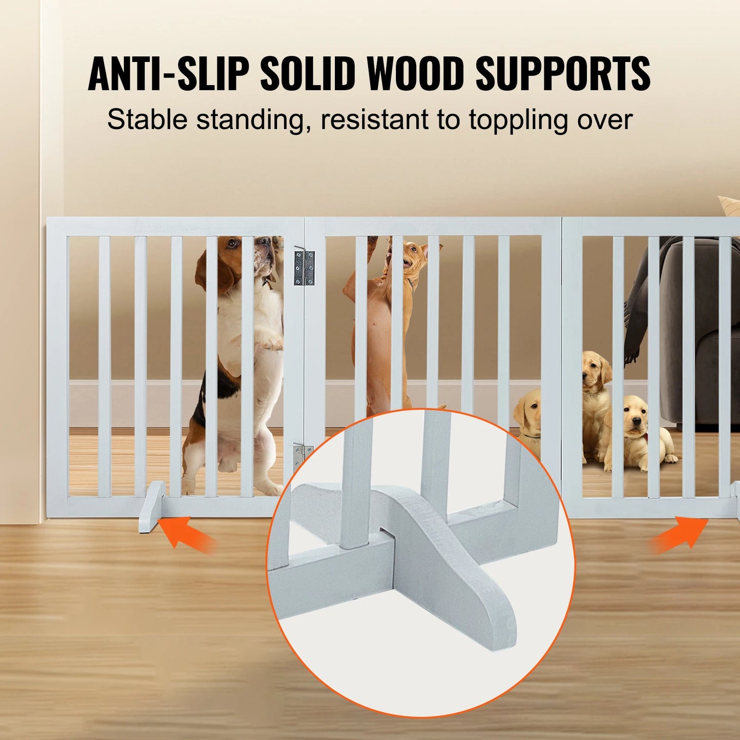SucceBuy Three-Panel Freestanding Dog Gate For Narrow Passages