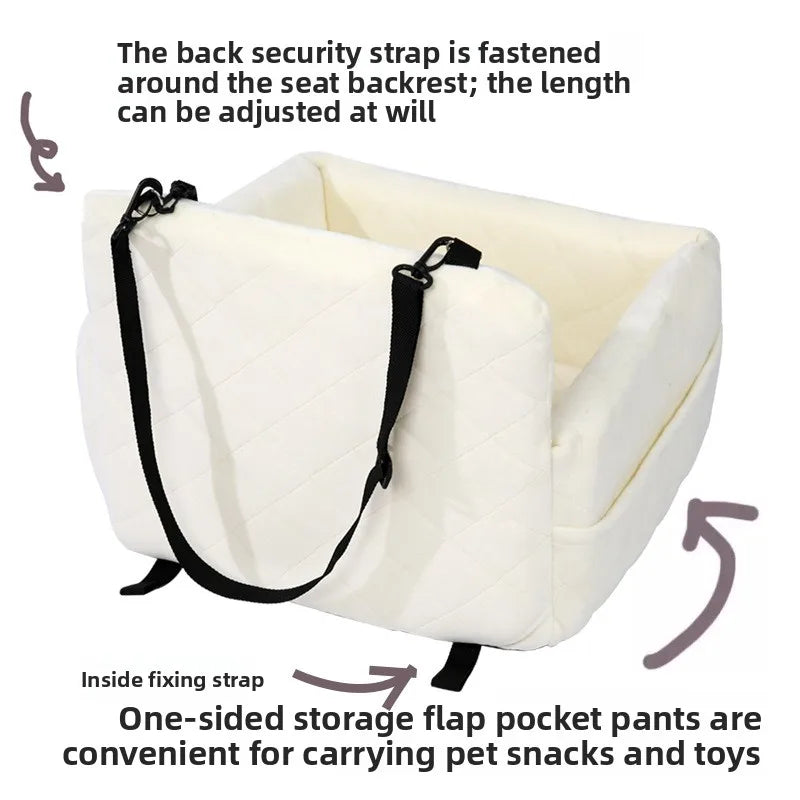 Pet Car Seat for Dogs Cat Travel Safety Bed Small Medium Pets Backseat Sofa with Clip-on Safety Belt Waterproof Basket Protector