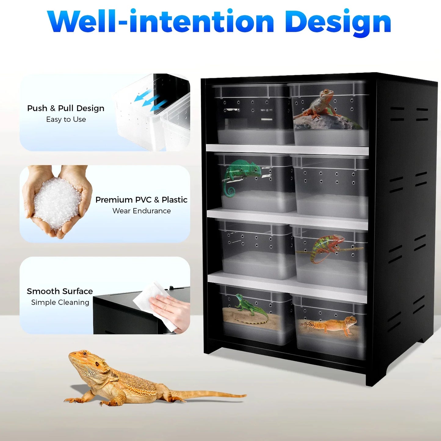 Critter Craze25 Reptile Breeding Cabinet With 8 Clear Boxes
