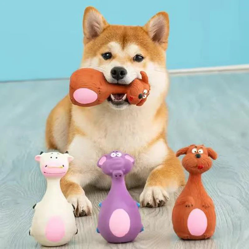 Fat Bellied Cartoon Bite Resistant Latex Squeak Dog Toy