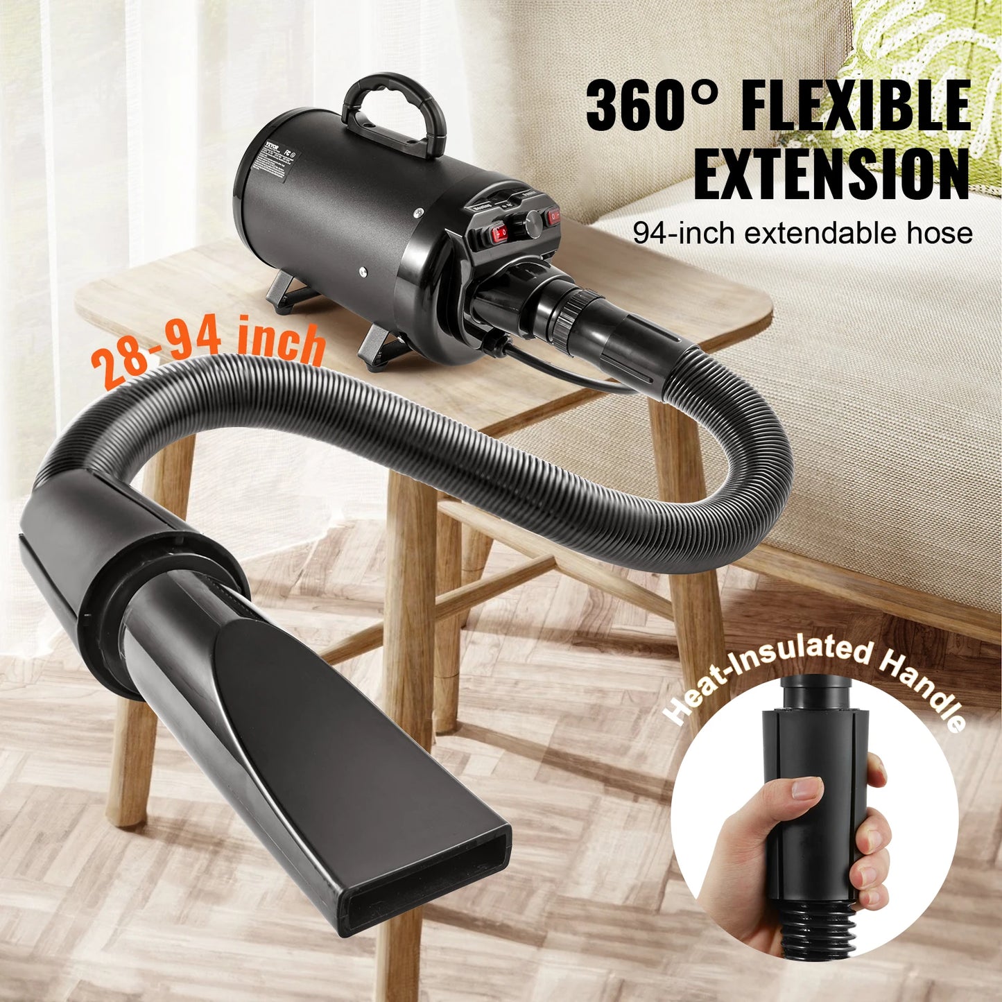 SucceBuy 2000W Dog Grooming Dryer With Adjustable Speed Hose