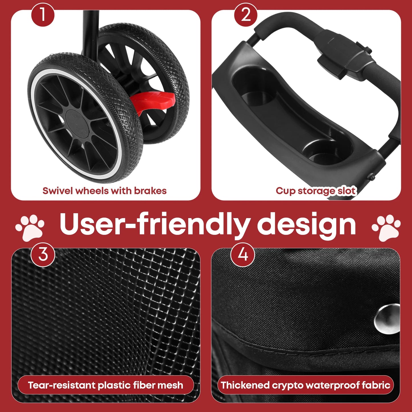 CHIHUAHUA Pet Stroller For Cats And Dogs Foldable Mesh Canopy