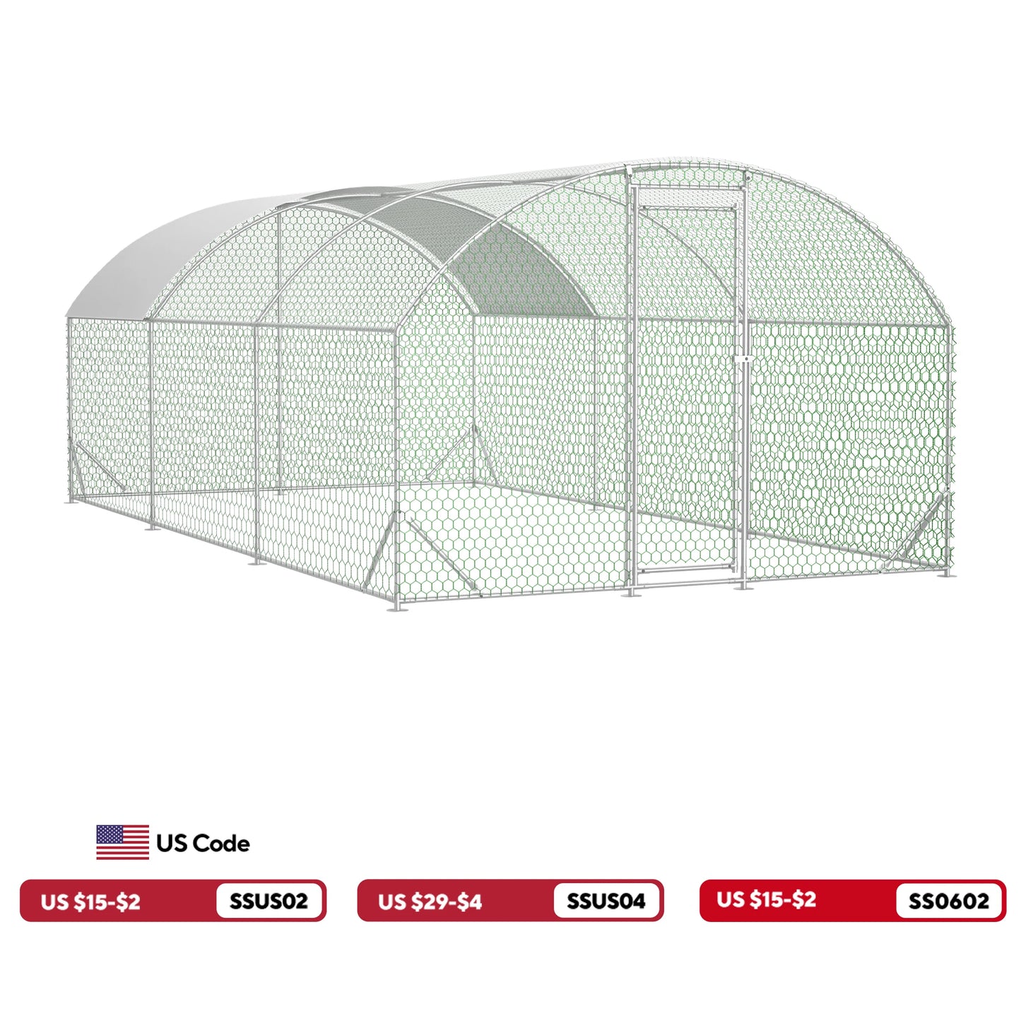 Metal Chicken Coop Walk In Chicken Run With Waterproof Cover